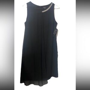 S.L. Fashions Women Size 14 Black Sleeveless Cocktail Chiffon Overlay Dress NWT